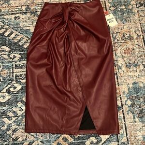 Open Edit wrap front faux leather skirt